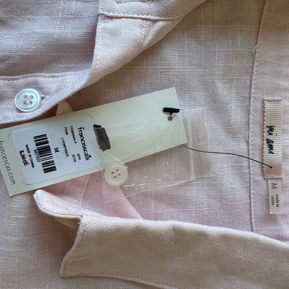 Francesca Mi Ami Soft Pink Button Down Linen Blouse. Size Medium - Picture 7 of 7
